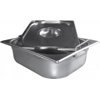 Bacs inox cuisine gastronome plein inox AISI 304 avec anses escamotables, type GN1/6, P 65 mm