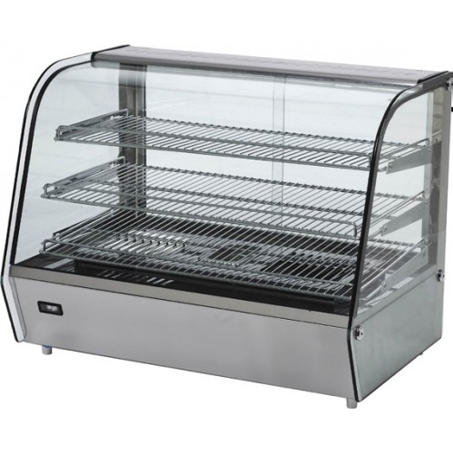 Vitrine de présentation chauffante éclairage LED portes coulissantes inox 120 L Vitrine de présentation chauffante éclairage LED portes coulissantes inox 120 L