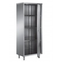 Armoire haute en inox ferritique, toit plat, portes battantes, 1 porte, L 500 x P 600 x H 2000 mm