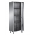 Armoire haute en inox ferritique, toit plat, portes battantes, 1 porte, L 500 x P 600 x H 2000 mm