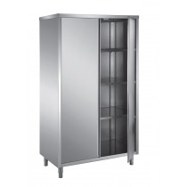 Armoire haute en inox ferritique, toit plat, portes battantes, 2 portes