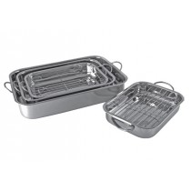 Set de 4 plats à lasagnes inox poli miroir avec grilles