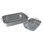 Set de 4 plats à lasagnes inox poli miroir avec grilles