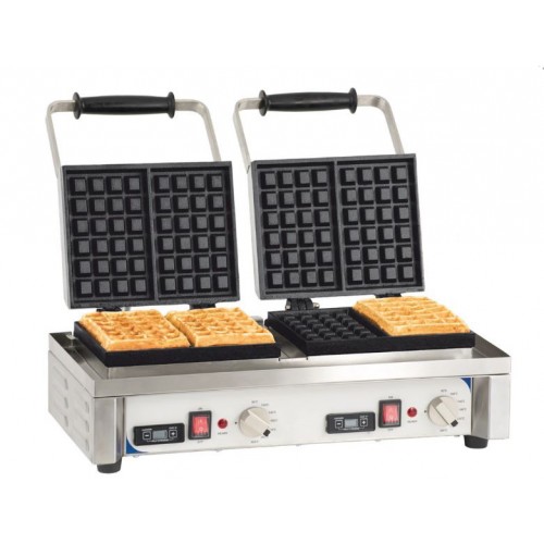Gaufrier double ouverture 90° châssis en acier inoxydable 3200 W Gaufrier double ouverture 90° châssis en acier inoxydable 3200 W