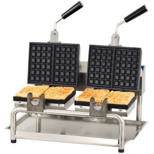 Gaufrier double ouverture 180° châssis en acier inoxydable 3600 W Gaufrier double ouverture 180° châssis en acier inoxydable 3600 W