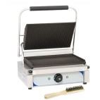 Panini grill, plaques rainurée-rainurée, acier inoxydable, L 410 x P 370 x H 200 mm