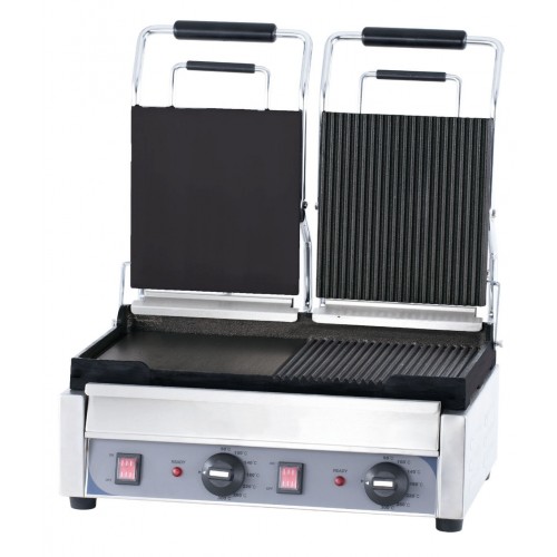 Panini grill avec timer double premium mixte en inox 2900W Panini grill avec timer double premium mixte en inox 2900W