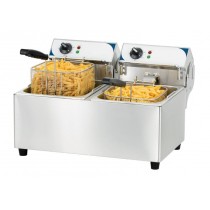 Friteuse électrique 2 x 7 litres, en acier inoxydable 