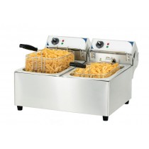 Friteuse électrique 2 x 10 litres, en acier inoxydable