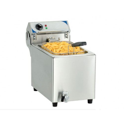 Friteuse électrique avec vanne de vidange, 10 litres, en acier inoxydable, 2800 W Friteuse électrique avec vanne de vidange, 10 litres, en acier inoxydable, 2800 W