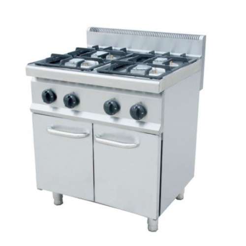 Fourneau à gaz professionnel, en inox AISI 304, 4 feux, 20 kW Fourneau à gaz professionnel, en inox AISI 304, 4 feux, 20 kW