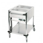 Chariot bain-marie professionnel à eau 2 x GN 1/1, acier inoxydable 18/10