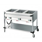 Chariot bain-marie professionnel à eau 3 x GN 1/1, en acier inoxydable 18/10, 2100 W