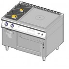 Cuisinière à gaz plaque coup-de-feu , + 2 feux vifs sur four à gaz et armoire neutre-allumage piezo