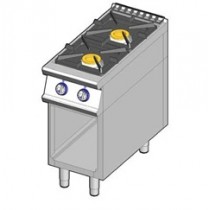 Cuisinière à gaz-2 feux vifs sur baie libre ,puissance augmentée , allumage piezzo