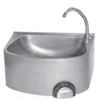 Lave main cuisine professionnelle, inox AISI 304 cuve semi-circulaire, sans dosseret, L 480 x P 360 x H 250 mm