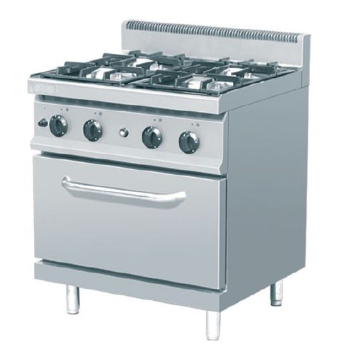Fourneau à gaz professionnel, avec four, en inox AISI 304, 4 feux, 25.8 kW Fourneau à gaz professionnel, avec four, en inox AISI 304, 4 feux, 25.8 kW