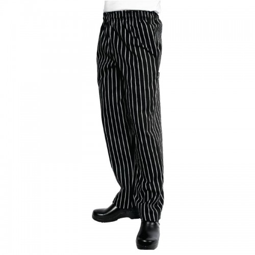 Pantalon de cuisinier Chef Works Easyfit, rayures noires et blanches Pantalon de cuisinier Chef Works Easyfit, rayures noires et blanches