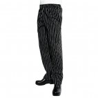 Pantalon de cuisinier Chef Works Easyfit, rayures noires et blanches