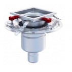 Siphon Eskis HygieneFirst avec grilles inox, sortie verticale, 250 x 250 mm, Ø 157 mm