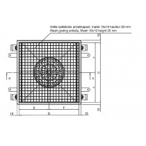 Caniveaux sortie centree et sortie en bout avec grille 400 x 400 mm