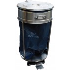 Support roulant inox  pour sacs poubelles de 110 Litres , Ø 460 mm x H- 850 mm