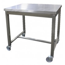 Table de service soudée, 1 niveau sur roues zinguées, inox AISI 304, profondeur 600 mm