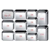 Plats inox pour vitrines réfrigérées profondeur 740 mm, bac à foie C6