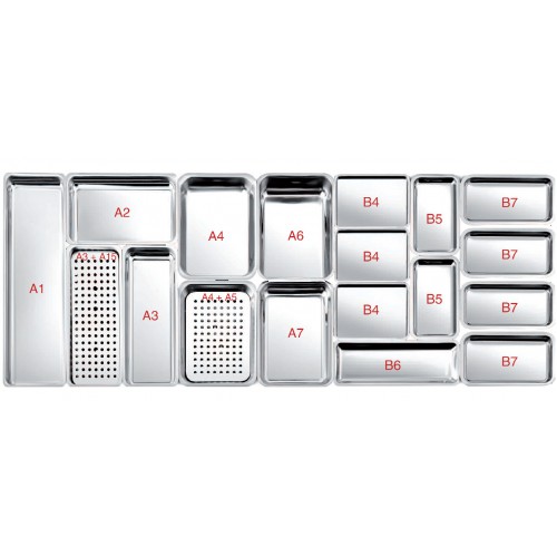 Plat inox pour vitrines réfrigérées P 820 mm, grille perforée sur pieds A5