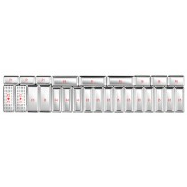 Plats inox pour vitrines réfrigérées P 700 mm, grille sur 3 pieds, présentation type F2
