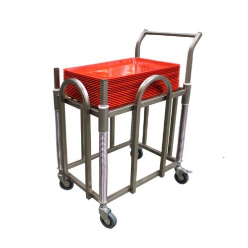 Chariot à plateaux ABS 600 x 400 mm à niveau constant, en inox AISI 304 Chariot à plateaux ABS 600 x 400 mm à niveau constant, en inox AISI 304