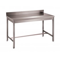 Table démontable bords droits pieds ronds inox AISI 304 adossée P 700 mm