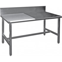 Table de decoupe professionnelle, mixte côte à côte adossée, inox aisi 304, dessus poly, profondeur 600 mm