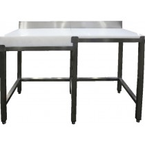 Combine bois professionnel, tout poly adossé, billot poly à droite, châssis inox AISI 304, profondeur 600 mm