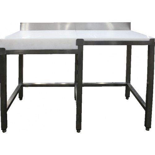 Combiné bois professionnel inox AISI 304 adossé billot poly à droite P 600 mm Combiné bois professionnel inox AISI 304 adossé billot poly à droite P 600 mm