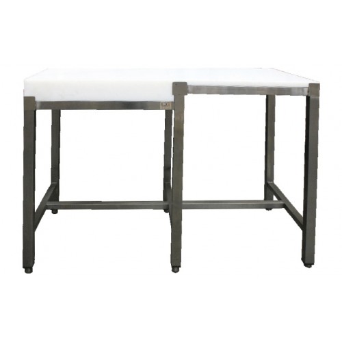 Combiné poly/bois (planche poly + billot bois) inox ferritique central P 600 mm Combiné poly/bois (planche poly + billot bois) inox ferritique central P 600 mm