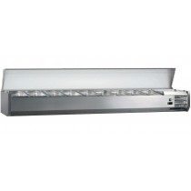 Vitrine à ingredient, 2 couvercles inox, 9GN1/3-150, inox, L 2000 x P 395 x H 225 mm