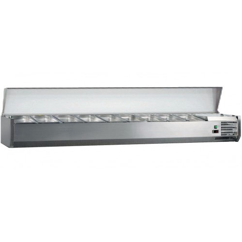 Vitrine à ingredient 2 couvercles inox 9GN1/3-150 inox Vitrine à ingredient 2 couvercles inox 9GN1/3-150 inox