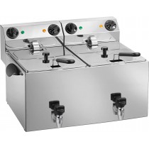 Friteuse avec robinet de vidange en façade, inox, type: 2 cuves 8 L