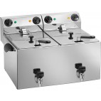 Friteuse avec robinet de vidange en façade, inox, type: 2 cuves 8 L