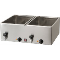 Bain marie professionnel 2 x Gn 1/1 avec robinet de vidange, acier inoxydable