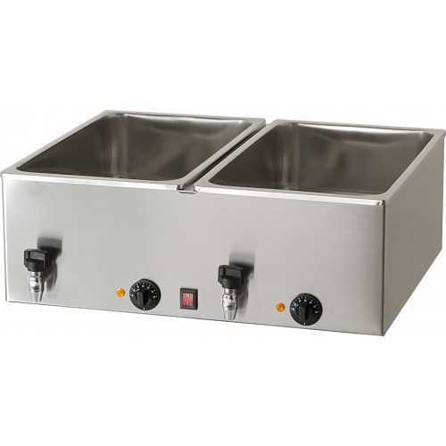 Bain marie professionnel 2 x Gn 1/1 avec robinet de vidange Bain marie professionnel 2 x Gn 1/1 avec robinet de vidange