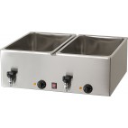 Bain marie professionnel 2 x Gn 1/1 avec robinet de vidange