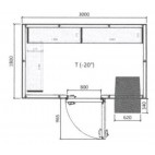 Chambre froide negative L 3000 X P 1800 mm avec rayonnage et monobloc