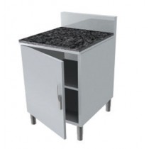 Meuble arrière pour service traditionnel dessus granit noir 3 portes battantes P 700 mm