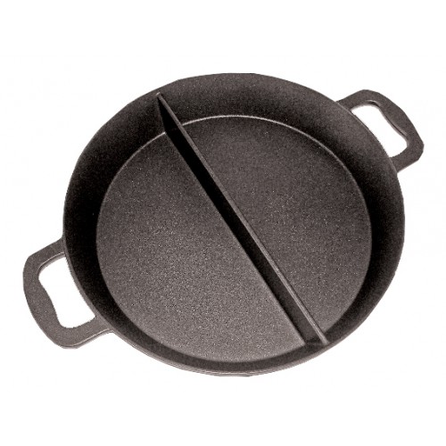 Poêle cuisine géante revêtement platinium 2 compartiments H 80 mm Poêle cuisine géante revêtement platinium 2 compartiments H 80 mm