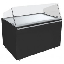 Vitrine neutre en sevice traditionnel hauteur 860/1310 mm, vitre avant inclinée
