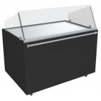 Vitrine neutre en sevice traditionnel hauteur 860/1310 mm, vitre avant inclinée