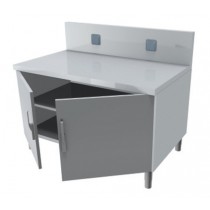 Meubles arrières neutres pour service traditionnel, dessus en inox AISI 304, 2 portes coulissantes, profondeur 800