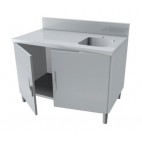 Meubles plonge pour service traditionnel arrière, dessus en inox AISI 304, 2 portes coulissantes, profondeur 700